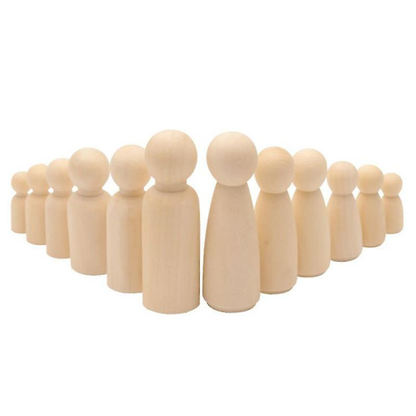 2 stk. Trefigurer i tre til DIY-håndverk, tredekorasjon, DIY-håndverk, engeldukkekropper, personer, doodle-familie, fest, barneleker 100x40mm Girl