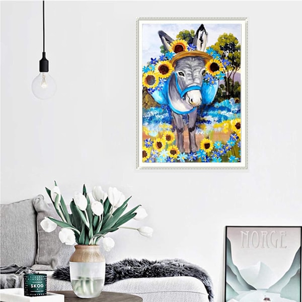Timanttimaalaussarja aikuisille, DIY-timanttitaide lapsille, timanttitaide, täysi timantti 5d timanttipisteet kodin seinäkoriste auringonkukka aasi