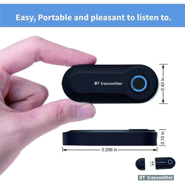 2st Bluetooth 5.0-sändare, trådlös bärbar stereo, 3,5 mm och RCA-anslutningar, USB driven för TV-telefondator