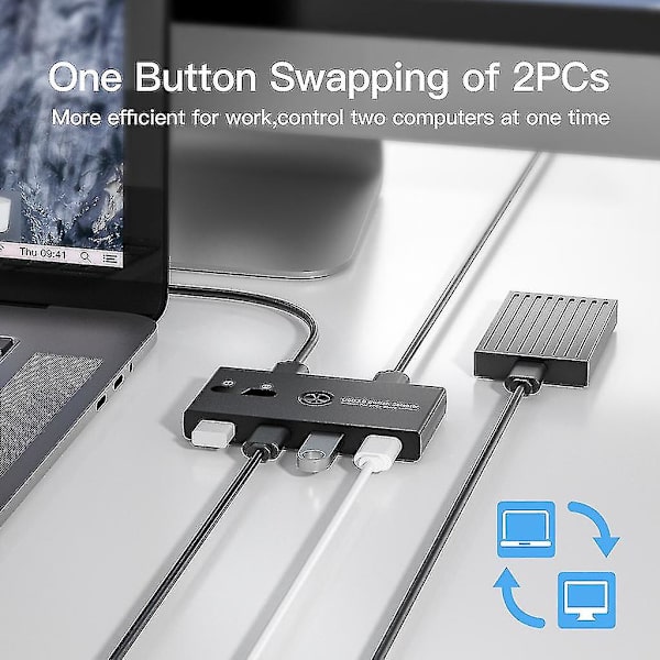 Switcher Usb 3.0 Växlingsväljare 4 Portar Ut 2 Datorer Adapter Hub