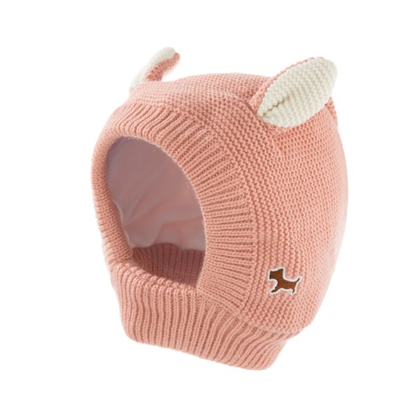 Barn pullover stickad mössa baby enfärgad tjock stickad halsduk mössa rosa