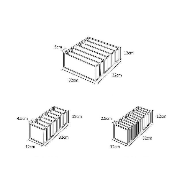 Boksrum BH Strømper Trusse Opbevaringsbokse 11 grid grey
