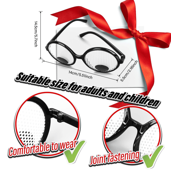 3 kappaletta Googly Eyes -laseja hauskat tärisevät silmälasit jättiläismäiset Googly -silmälasit pilailuvälineet hauska asu