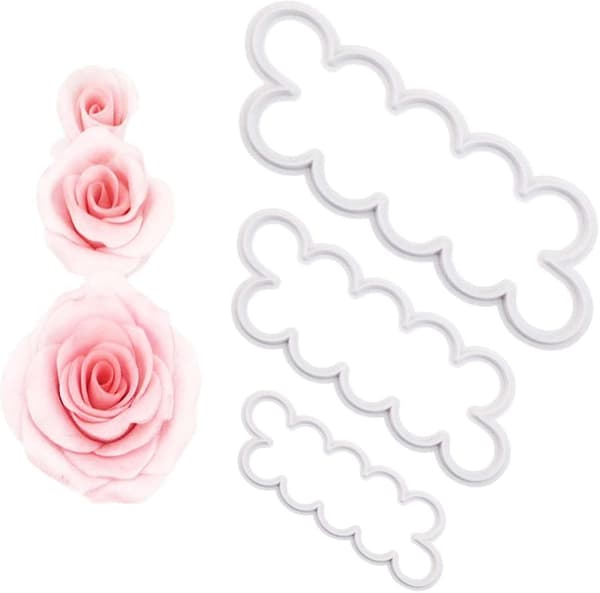 3 sett med rosekutter fondant blomster kakeform