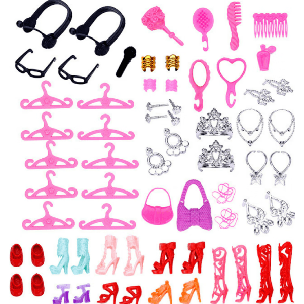 118 pieces of Barbie accessories toys DIY material package doll clothes hanging skirt children