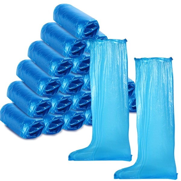 20 st Engångsstövelskydd Plast Långa Vattentäta Skor Cover Skor Cover För män Kvinnor Blue