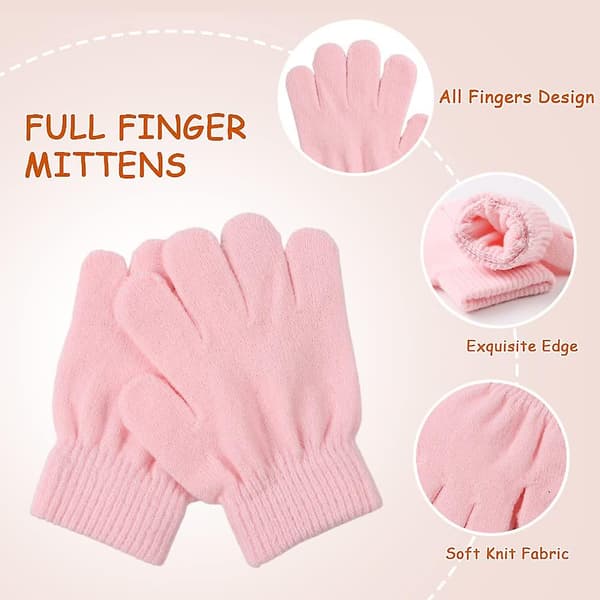 Barn Vintermössa Halsduk Vantar Set Stickad Varm Småbarn Vintermössa Vantar Halsvärmare Pink