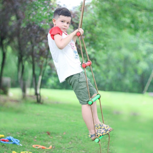 Children's indoor and outdoor ladder plastic six step children's rope ladder outdoor swing ladder bottom pressure opening