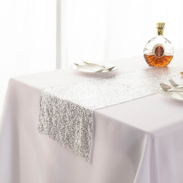 Pöytäjuoksija &quot;kultaiset paljettipöytäliina pöytänauha&quot; silver 30x250cm