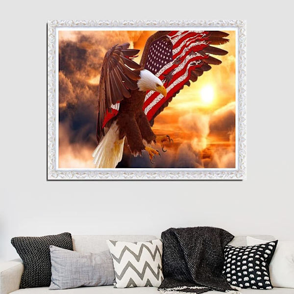 Flying Eagle Aikuisten Aloittelijan DIY 5D Timanttimaalaussetti, Taiteellinen Pyöreä Täydellinen Timanttilahja, Seinäkoriste 12x16 Tuumaa