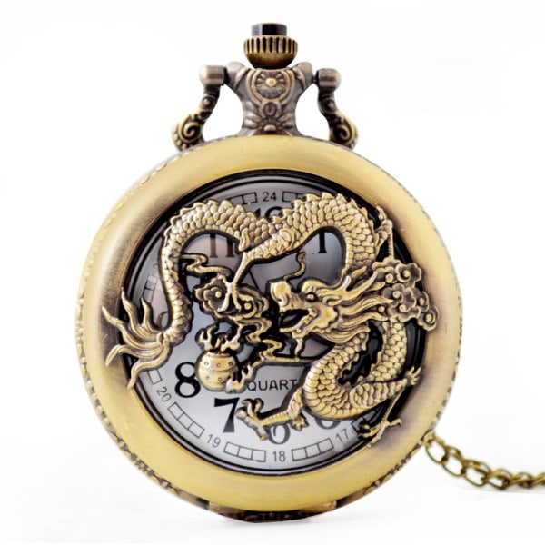 Quartz Watch, Skeleton Dragon Quartz Watch, Herre Quartz Watch, Lommeklokke