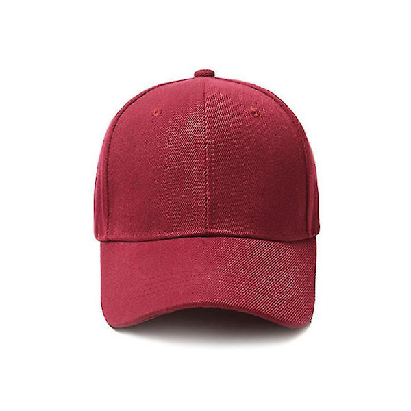 Baseball Caps Klassiske Ensfarvede Justerbare Unisex Hip Hop Sol Hverdags Hatte Wine Red
