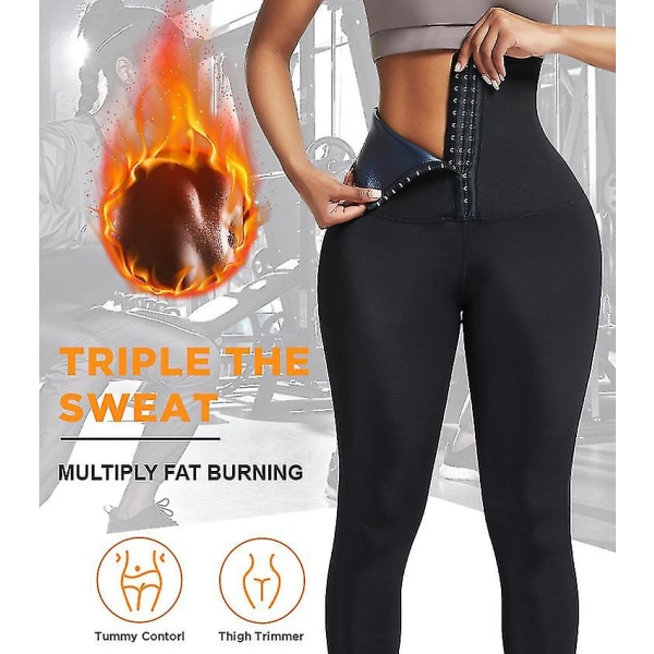 Sauna-sweatbukser til kvinder Højtaljede slankende shorts Hot Thermo Workout Leggings - tyktaljede blå filmcoatede bukser(str.:s)