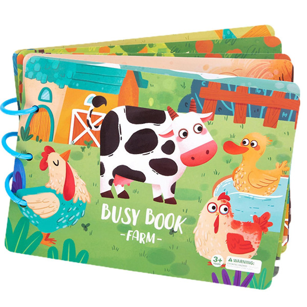 Travl bog til børn Multipurpose tidligt pædagogisk legetøj Kreativ indsæt bog Farm