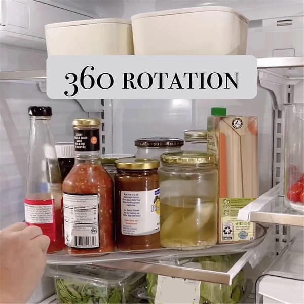 2-pack Lazy Turntable Organizer för kylskåp, roterande rektangulär Lazy för skåp, skafferi, kök, S
