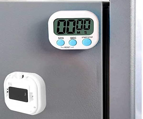 Digitalt visuelt timer stopur nedtællingstimer med høj alarm, magnetisk bagside, stativ, (hvid)