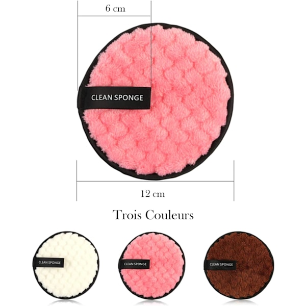 3 stk. Makeup Remover Pads Vaskbare Bomuldssvamp Servietter Genanvendelige Makeup Fjernelse Ansigtsrensning Servietter Klud Hudpleje Makeup Pads Makeup Remover Microf