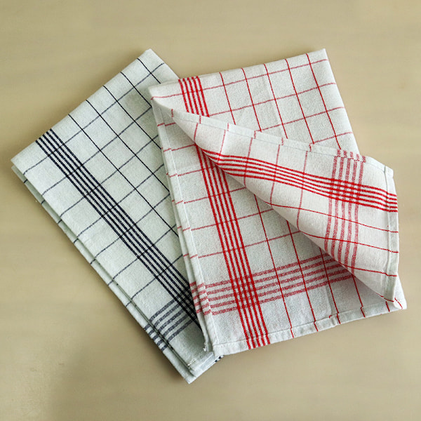 (3 Red + 3 Blue)6 x Kitchen Towels 40 x 60 cm | Quality Cotton Fabric | Very Absorbent and Easily Washable | Versatile Use and Different Colors