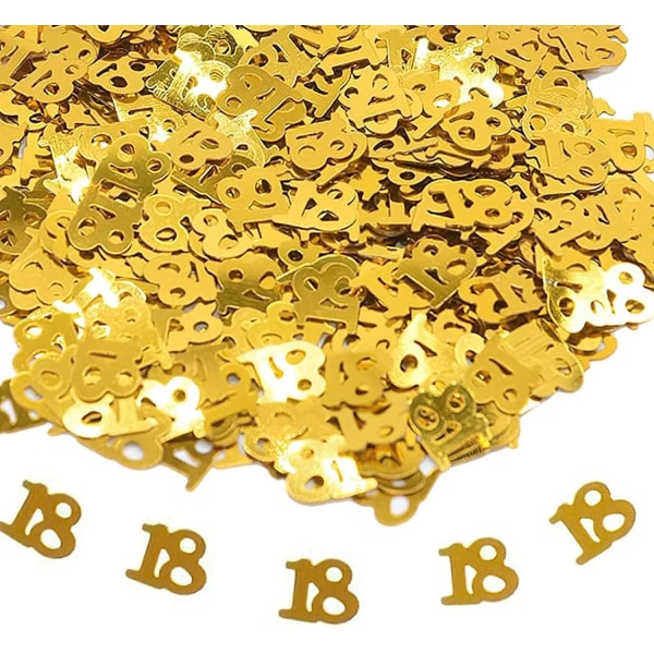 18-vuotissyntymäpäiväkonfetti, kultainen konfetti 80 pöytäkonfettia 15 g numeropaperikortilla syntymäpäivän hääjuhlakoristeisiin