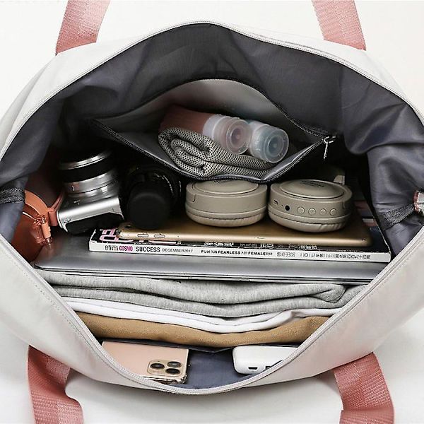 Stor kapasitet sammenleggbar reiseveske, sports bærbar skulderbag Yoga Fitness Bag Stor kapasitet Reiseveske, Tørr og våt separasjon Sports Duffel Bag Blue