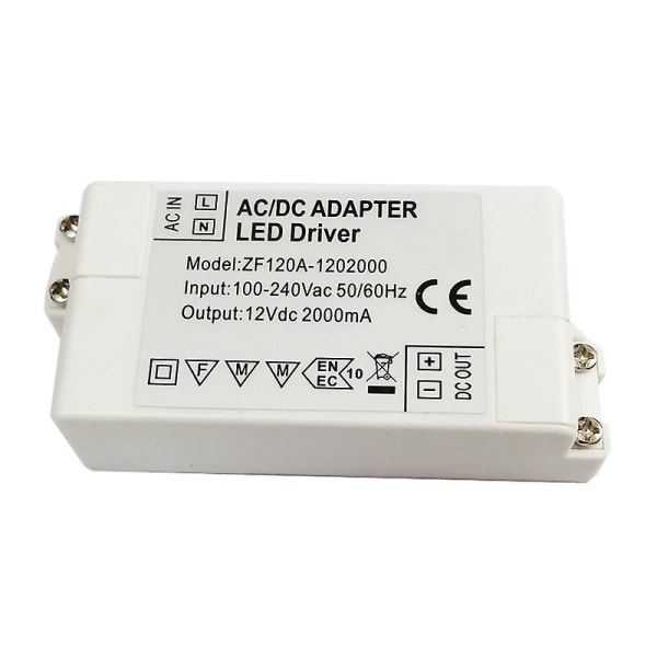 12v LED strømforsyning, LED-transformator 24w AC 220v til 12v DC 2.0a LED-transformator, konstant spænding LED-driverkonverteradapter, til LED-strimler og Le