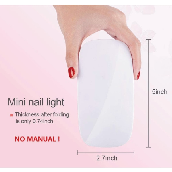 Mini Gel Neglelampe, Bærbar Lomme Mus Form Neglelampe med UV, Lommestørrelse, Til Alle Gel Neglelak, USB-drevet