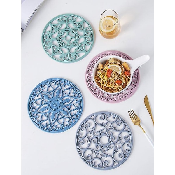 3 Set Silikon Multi-användning Carved Trivet Mat, Non Slip Coasters pink