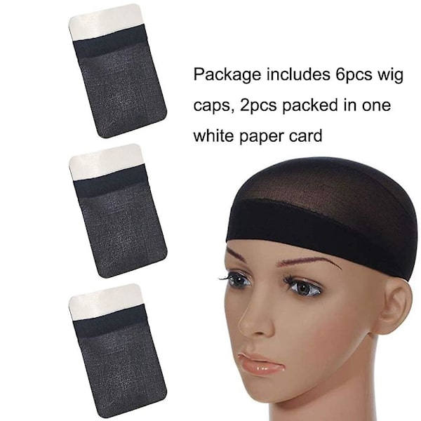 6 stk. Myke, komfortable, elastiske nylon parykkhetter Unisex parykkstrømpehette hårkopp for kvinner og menn