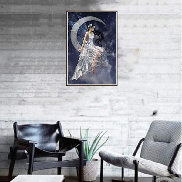 Månediamondmaleri - 5D Full Diamond Art Painting Numbers Kit Voksen DIY Hjemmeveggdekor Fe