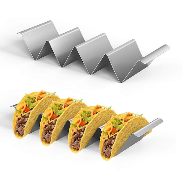 1 st Taco-hållare, 4 fack Taco-ställ Ugnssäker Rostfritt stål 304 Taco-ställ för restaurang och hem