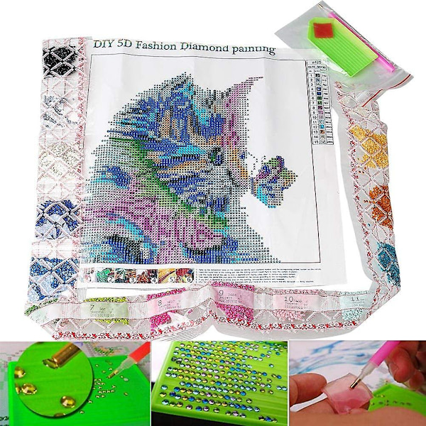5d diamantmaleri diy diamantbrodert fargerik katt dyr