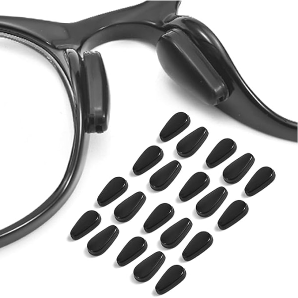 10 par näskuddar för glasögon (svarta), självhäftande näsklämmor med halkskydd för glasögon med krockkuddar, 3,2 mm tjocka glasögon, solglasögon, läsglasögon
