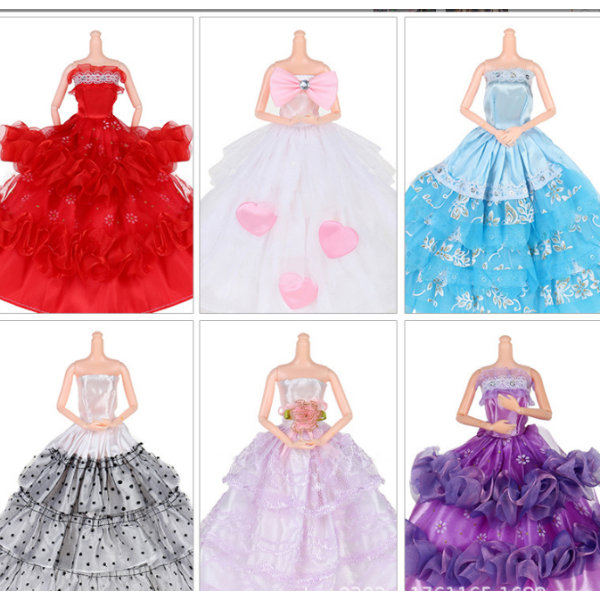 16 Pieces Barbie Random Wedding Dresses Short Dress Dresses Skirts