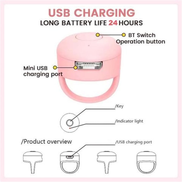 Finger Fjernbetjening Tiktok Lazy Ring Finger Video Bluetooth Håndfri Controller Til Mobiltelefon Yellow