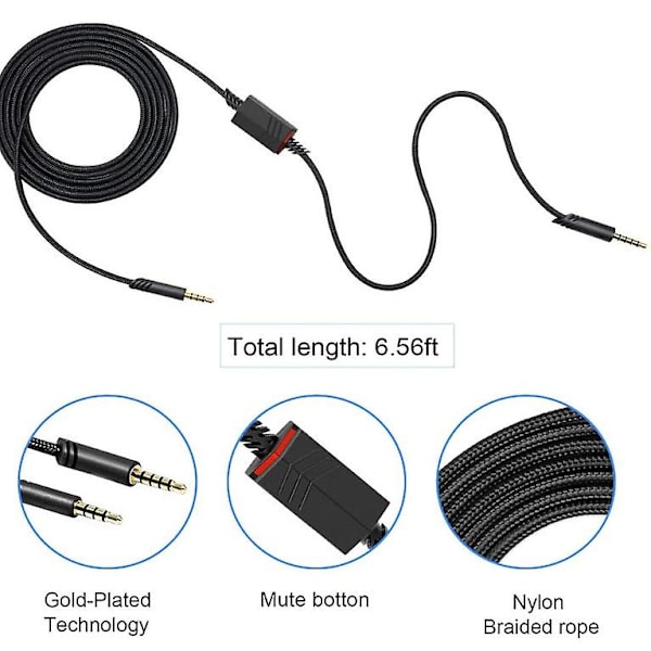 Udskiftningskabel til headset, til Astro A10/a40 gaming-headset 2 meter