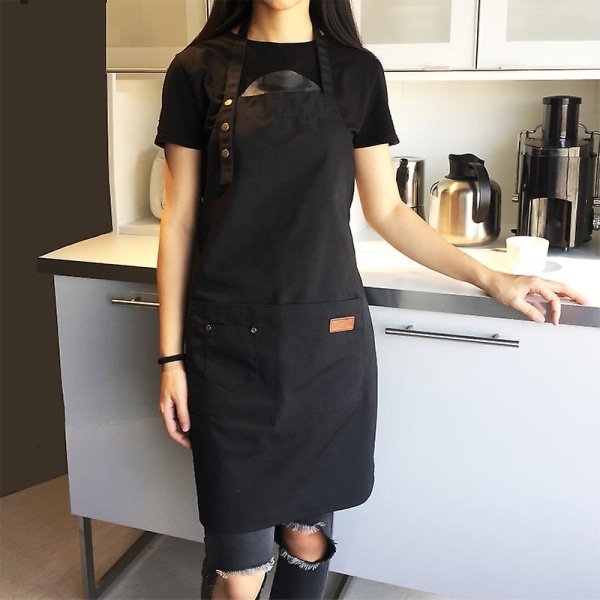 Nytt mode canvas bomullsförkläde kafé och frisör Arbetsförkläde Haklapp Matlagning Köksförkläde för kvinna Man Förkläde