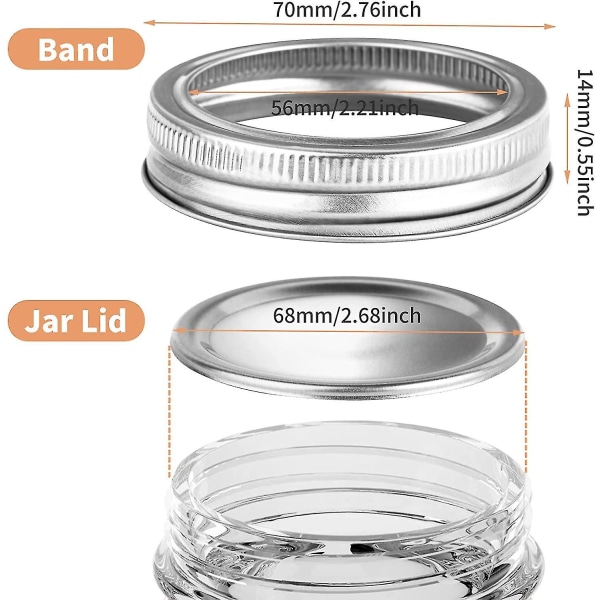 24 stk. konserveslåg almindelige mund murerkrukke låg og ringe split lækagesikre opbevaringshætter