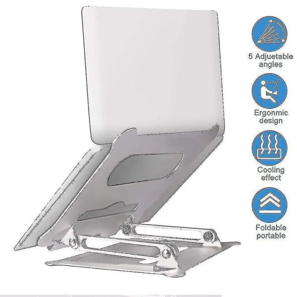 Justerbar Laptop Stativ i Aluminiumlegering, Foldbar og Bærbar til Notebook Macbook Computer Bracket, Sort