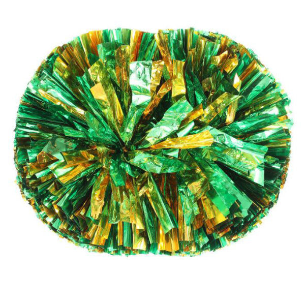 2 metallfolie-cheerleadingpompoms green yellow