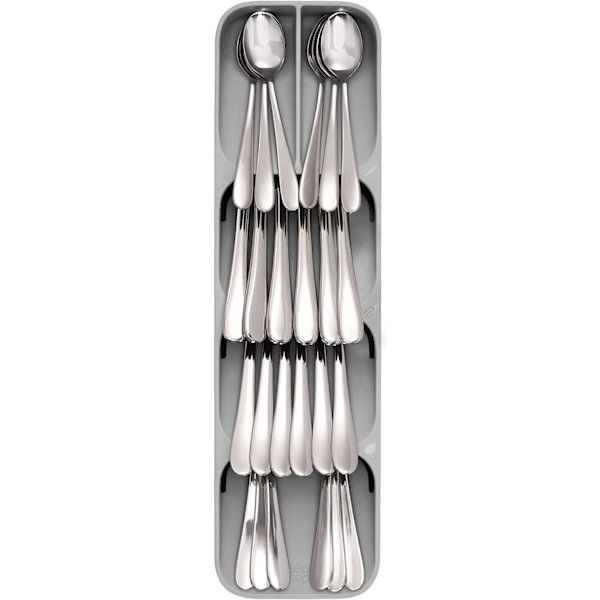 DrawerStore Compact Cutlery Organizer Kitchen Drawer Tray, Small, Gray