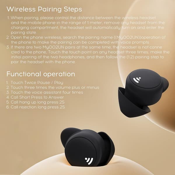 Sovhörlurar för sidosovare, Mini Osynliga Trådlösa Bluetooth 5.3 Mikro Sovhörlurar Black