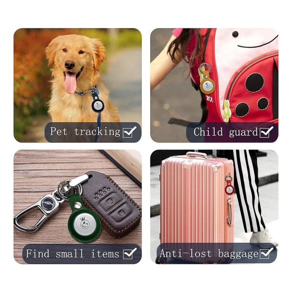 Beskyttende holder til Airtag-etui, Air Tag-etui i læder med nøglering 2 stk. Red