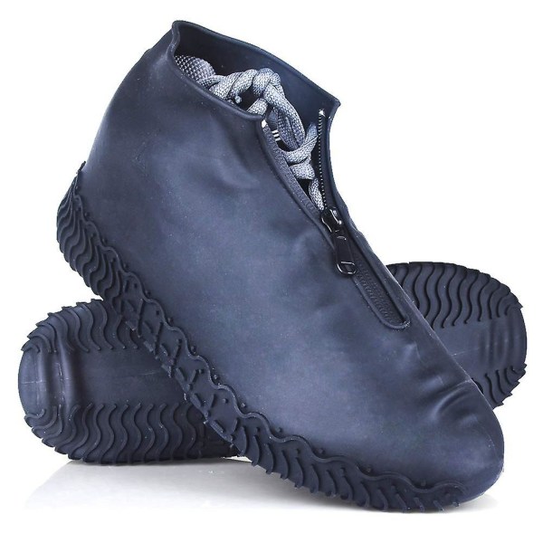Vattentäta skoöverdrag, återanvändbara hopfällbara halkfria regnskoöverdrag med dragkedja, skoskydd Överdragsskor Regngaloscher Black L