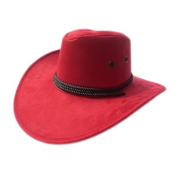 Solhatt Faux Läder Cowboyhatt Herr Och Dam Resemössor Mode Westernhattar Red