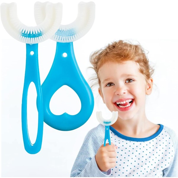U-muotoinen lasten hammasharja, elintarvikelaatuinen pehmeä silikoninen hammasharjan pää, 360° hampaiden puhdistus, hammasharja 2-12-vuotiaille lapsille