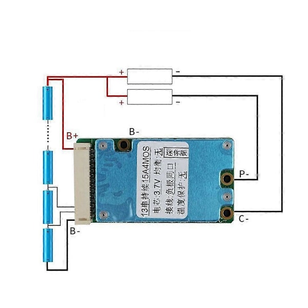 BMS 13S 48V - Lithium Pack Balancer Ladekort Equalizer Fælles/Separate Port til El-scooter (20A)