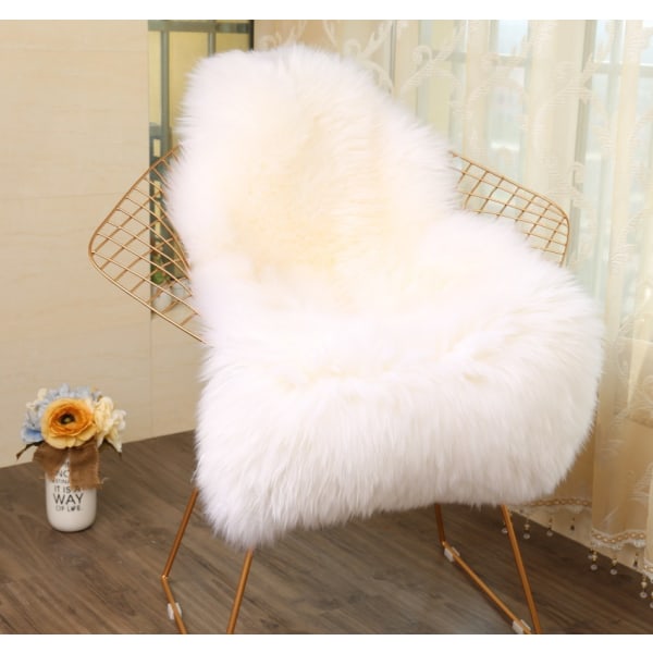 Ylellinen pehmeä tekonahkainen cover istuintyyny Pehmo turkisalueen matot makuuhuoneeseen, 2ft x 3ft, valkoinen
