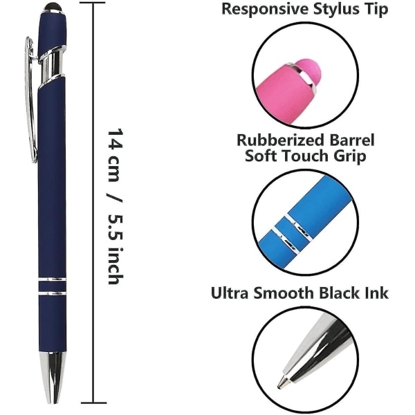 12 st kapacitiva pekskärmspennor med stylus mjuk touch 2 i 1 stylus kulspetspenna (12 färger)