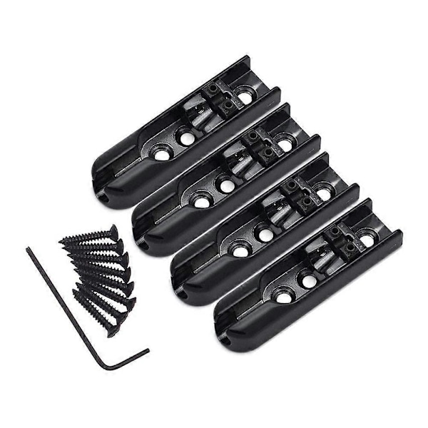 4 Set Enkelsträngs Gitarrstall för Elbasgitarrer Reservdelar, Svart