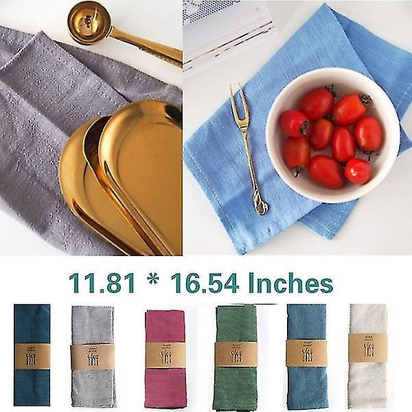 Näsduk Handduk Bomull Linneduk Bordservett Solid Hem Bröllop Navy blue